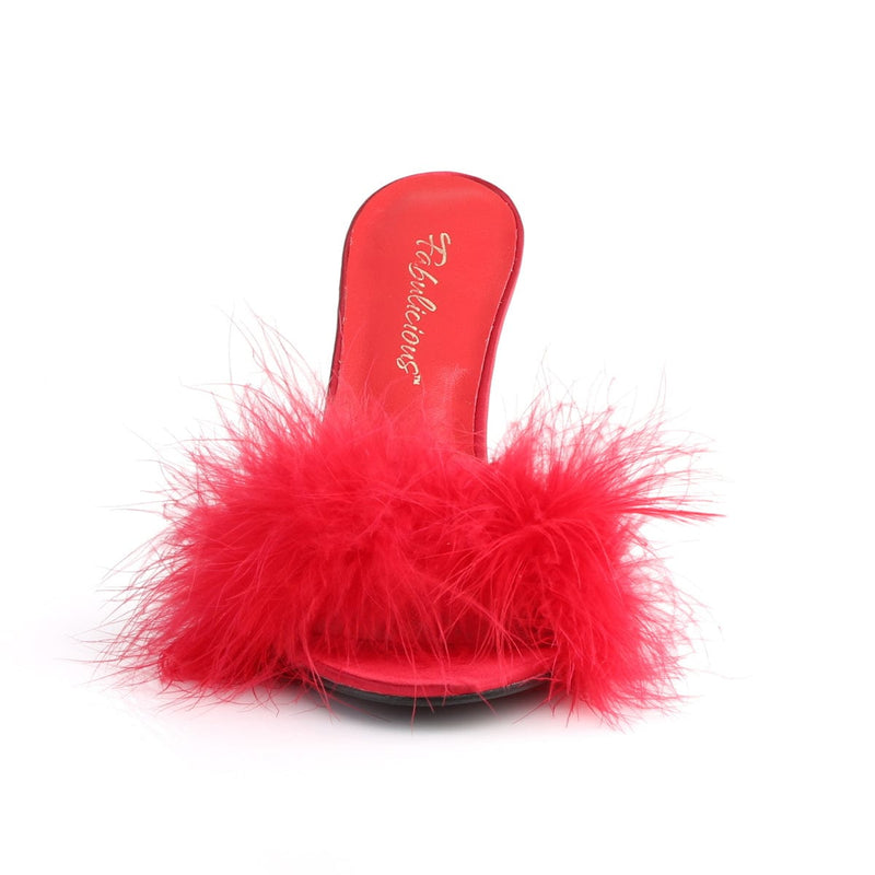 Fabulicious CLASSIQUE-01F Mule / Slide (Red Pu-Fur)