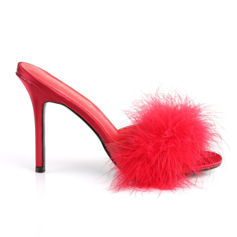 Fabulicious CLASSIQUE-01F Mule / Slide (Red Pu-Fur)