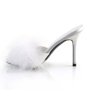 Fabulicious CLASSIQUE-01F Mule / Slide (White Pu-Fur)