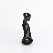 Fabulicious CUPID-440 Sandal (Black Faux Leather-Rhinestone/Black)