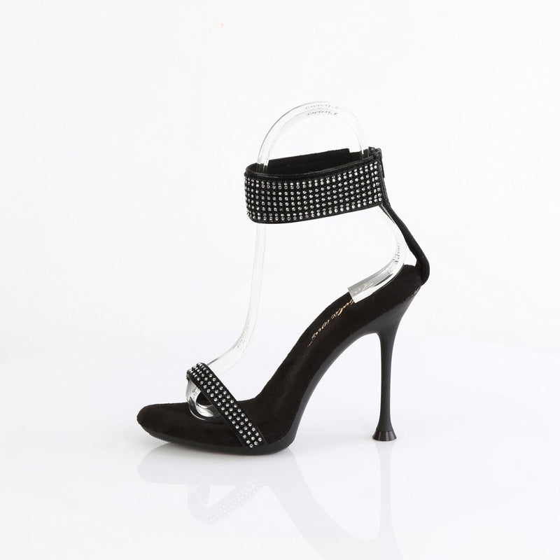 Fabulicious CUPID-440 Sandal (Black Faux Leather-Rhinestone/Black)