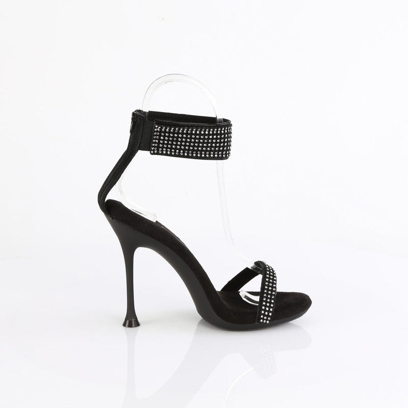 Fabulicious CUPID-440 Sandal (Black Faux Leather-Rhinestone/Black)