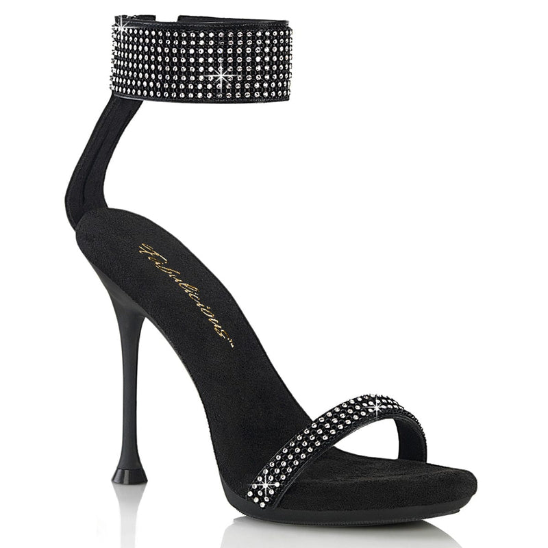 Fabulicious CUPID-440 Sandal (Black Faux Leather-Rhinestone/Black)