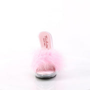 Fabulicious GLORY-501F-8 Baby Pink Faux Leather-Fur/Clear