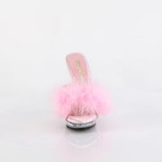 Fabulicious LIP-101-8 Mule / Slide (Baby Pink Satin-Fur/Clear)