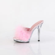 Fabulicious LIP-101-8 Mule / Slide (Baby Pink Satin-Fur/Clear)