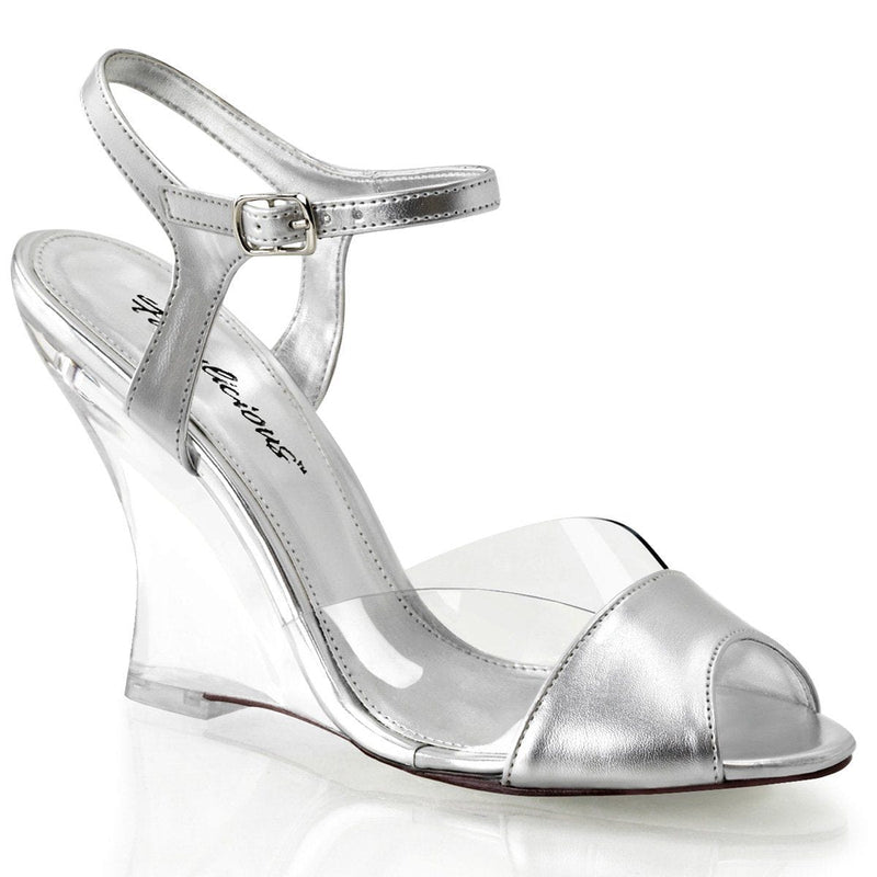 Fabulicious LOVELY-442 Sandal (Clear-Silver Metallic Pu/Clear)