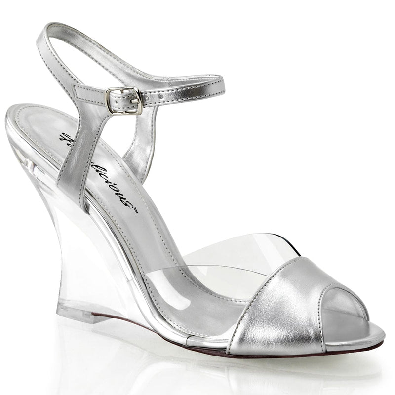 Fabulicious LOVELY-442 Sandal (Clear-Silver Metallic Pu/Clear)