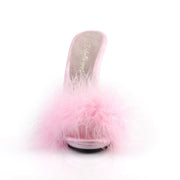 Fabulicious POISE-501F Slide (Baby Pink Satin-Marabou Fur/Baby Pink)