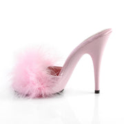 Fabulicious POISE-501F Slide (Baby Pink Satin-Marabou Fur/Baby Pink)