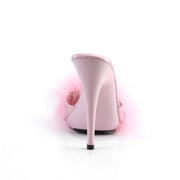 Fabulicious POISE-501F Slide (Baby Pink Satin-Marabou Fur/Baby Pink)