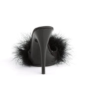 Fabulicious POISE-501F Slide (Black Satin-Marabou Fur/Black)