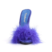 Fabulicious POISE-501F Slide (Blue Satin-Marabou Fur/Blue)