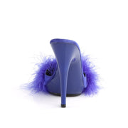 Fabulicious POISE-501F Slide (Blue Satin-Marabou Fur/Blue)