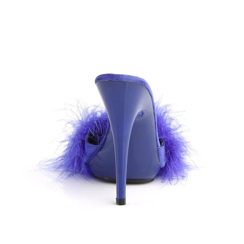 Fabulicious POISE-501F Slide (Blue Satin-Marabou Fur/Blue)