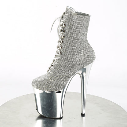 FLAMINGO-1020CHRS Silver Rhinestone Ankle Boot