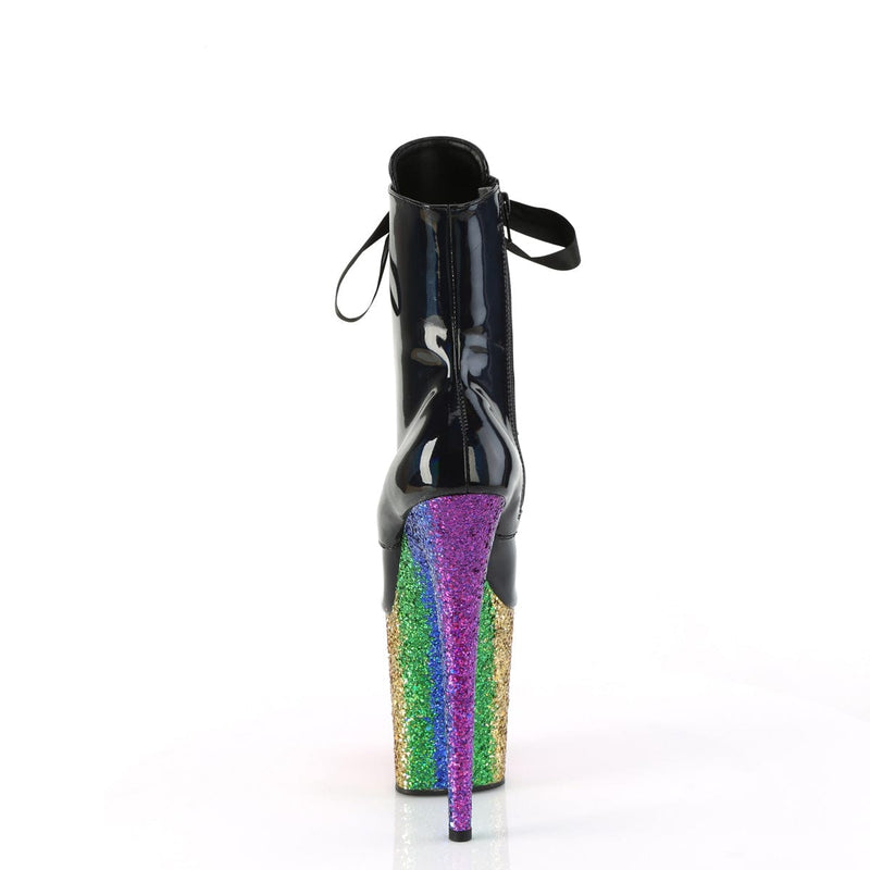 FLAMINGO-1020HG Black Hologram Patent/Rainbow Glitter Pleaser US Size (Women's): 5