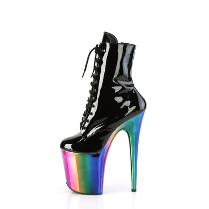 FLAMINGO-1020RC Black Patent/Rainbow Chrome Ankle Boot