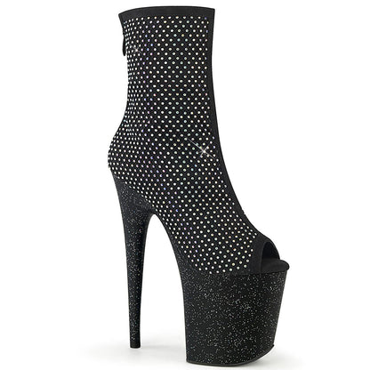 FLAMINGO-1031GM Black Fabric-Rhinestones Mesh/Black Matte