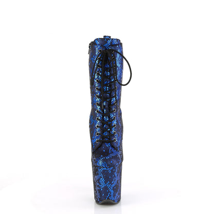 FLAMINGO-1040SPF Blue Metallic Snake Print Fabric
