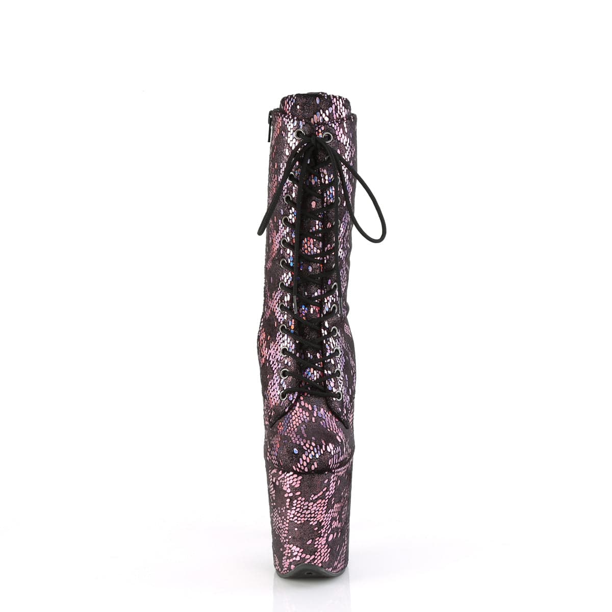 FLAMINGO-1040SPF Baby Pink Metallic Holographic Snake Print Fabric