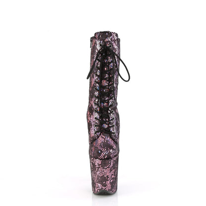 FLAMINGO-1040SPF Baby Pink Metallic Holographic Snake Print Fabric