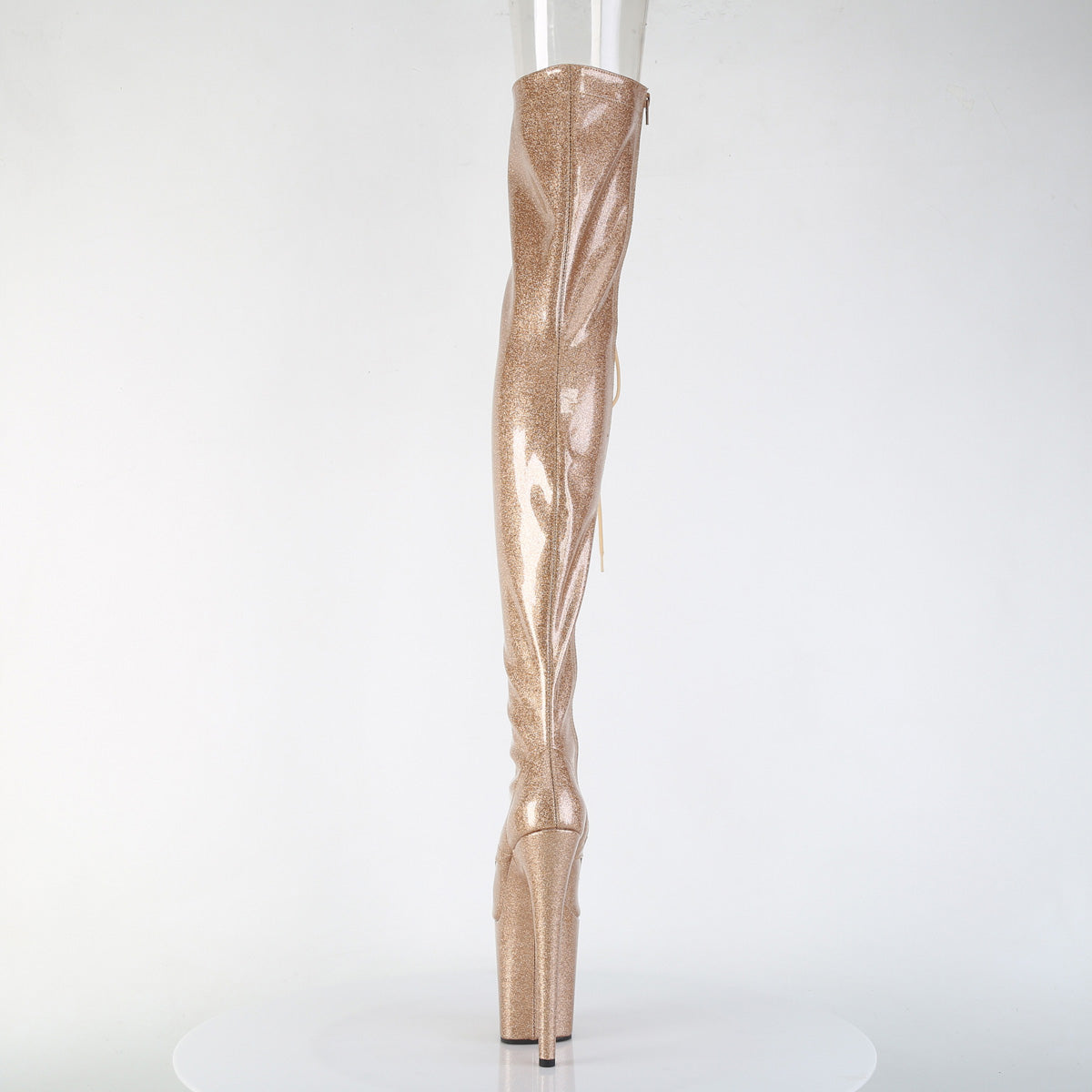 FLAMINGO-3021GP Gold Glitter Patent Thigh High Boots