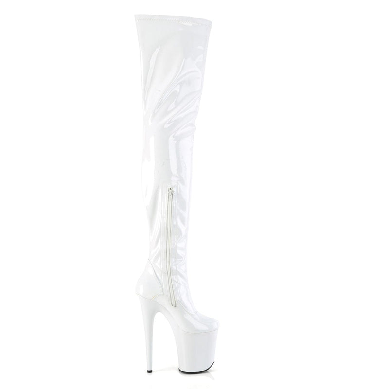 FLAMINGO-4000 White Stretch Patent/White Pleaser US Size (Women's): 5