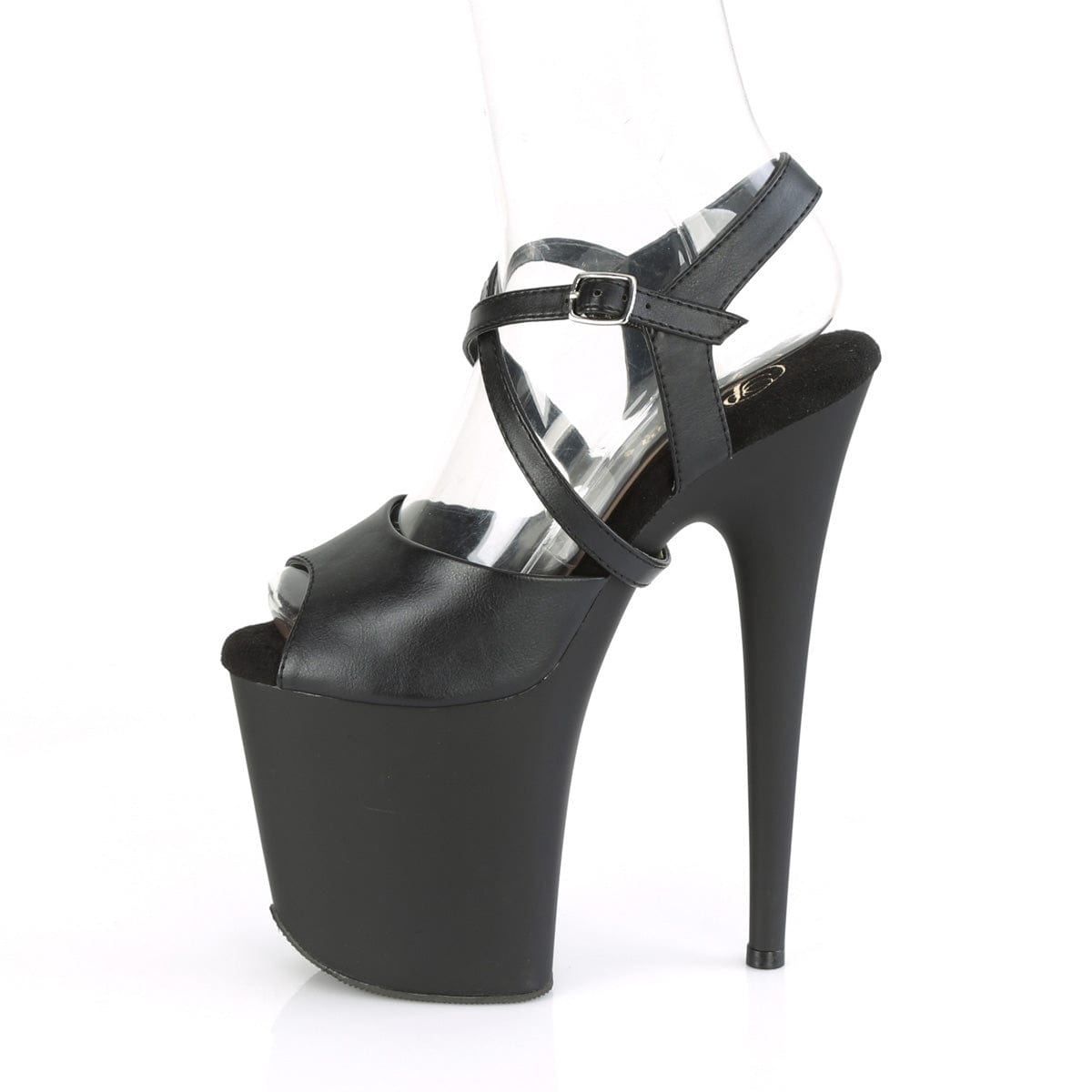 FLAMINGO-824 Black Faux Leather/Black Matte Platform Sandal Pleaser US Size (Women's): 5