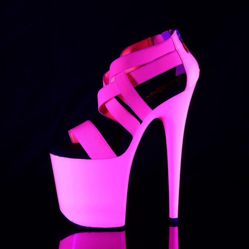 FLAMINGO-869UV Neon Hot Pink Elastic Band-Patent/Neon Hot Pink Platform Sandal Pleaser US Size (Women's): 5
