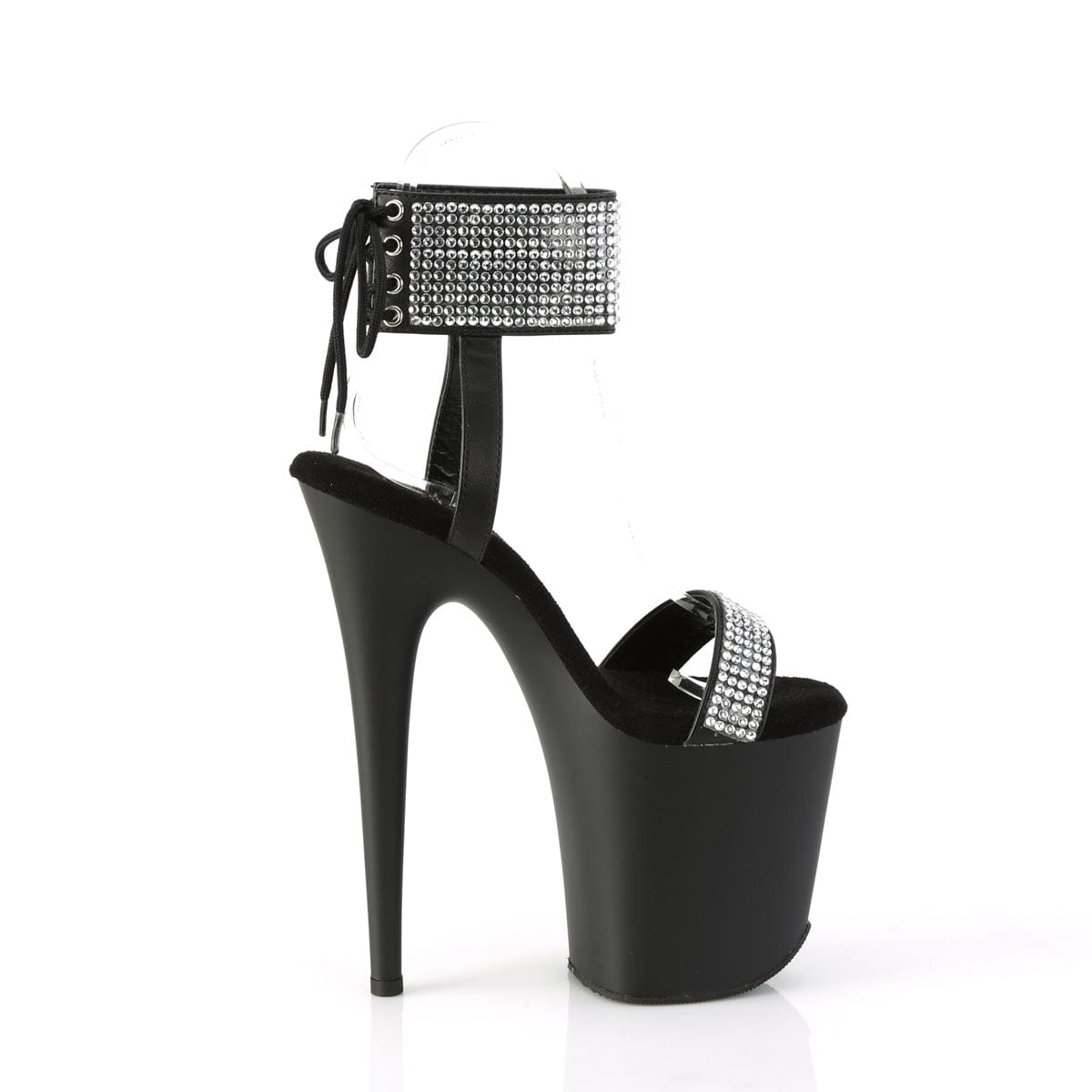 FLAMINGO-870 Black Faux Leather-Rhinestones/Black Matte