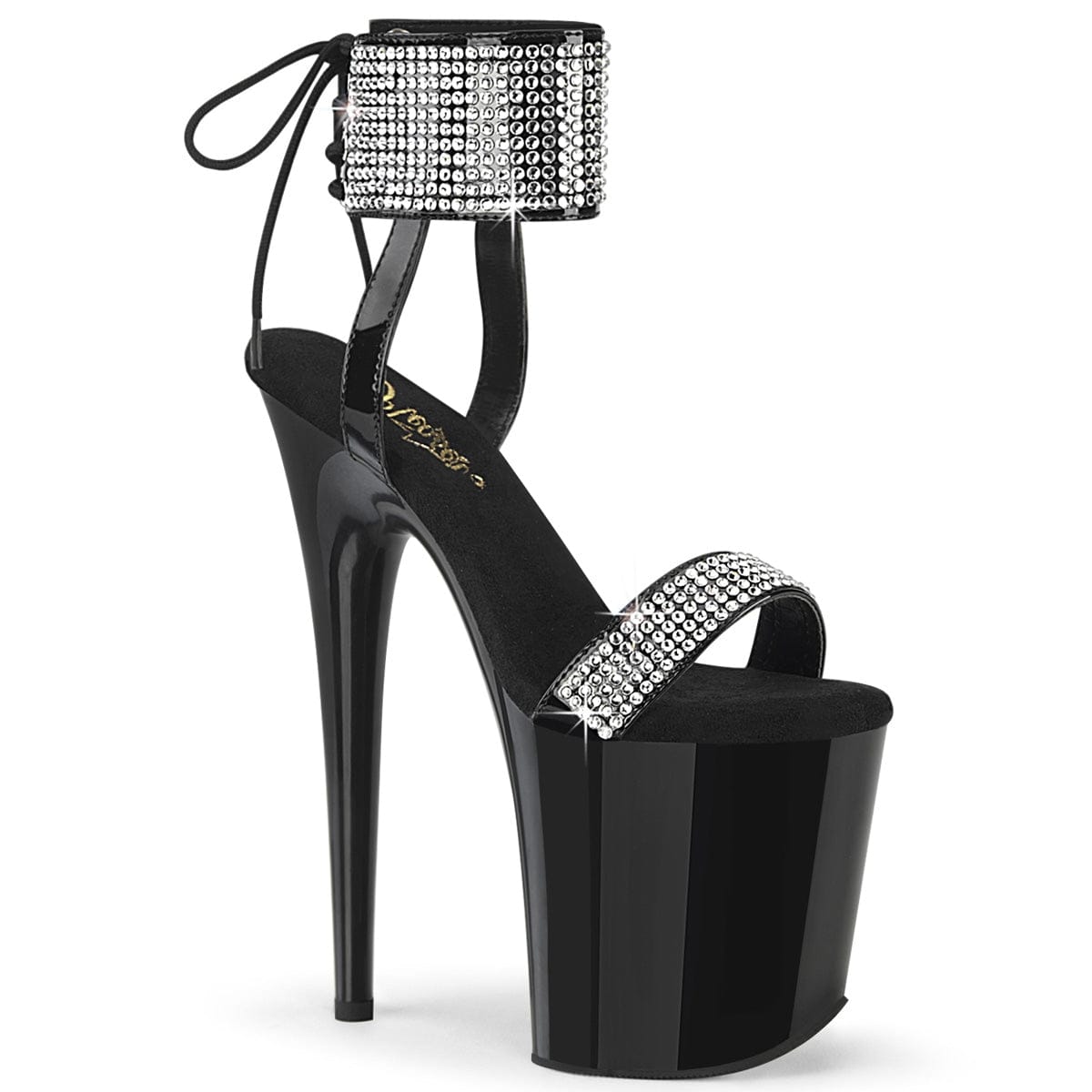 FLAMINGO-870 Black Patent-Rhinestones/Black