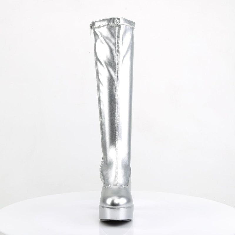 Funtasma EXOTICA-2000 Knee High Boot (Silver Stretch Patent)