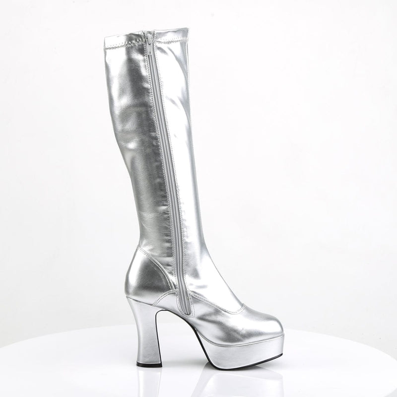 Funtasma EXOTICA-2000 Knee High Boot (Silver Stretch Patent)