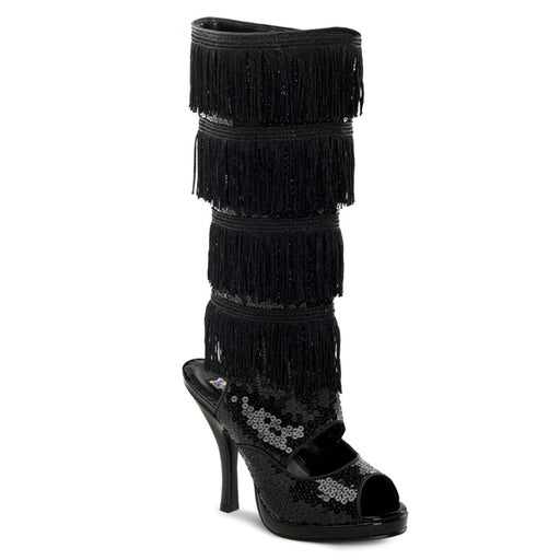 Funtasma FLAPPER-168 Knee High Boot (Black Sequins)
