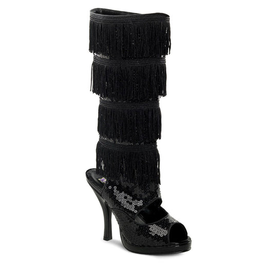 Funtasma FLAPPER-168 Knee High Boot (Black Sequins)