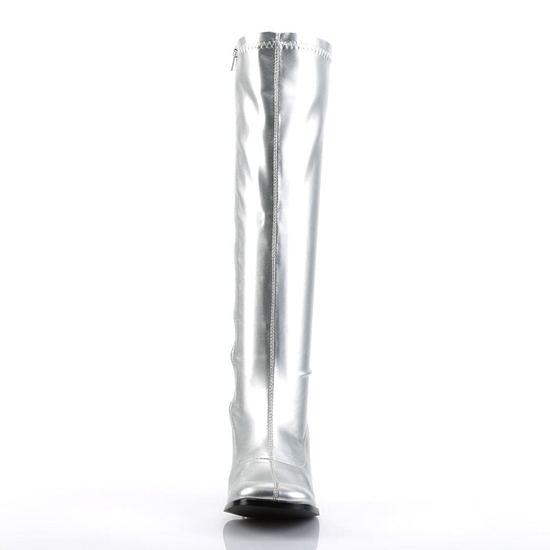 Funtasma GOGO-300 Knee High Boot (Silver Metallic Stretch Pu)