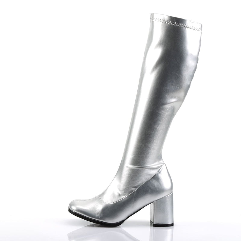 Funtasma GOGO-300 Knee High Boot (Silver Metallic Stretch Pu)