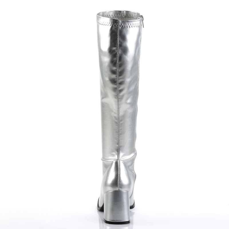 Funtasma GOGO-300 Knee High Boot (Silver Metallic Stretch Pu)