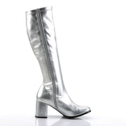Funtasma GOGO-300 Knee High Boot (Silver Metallic Stretch Pu)