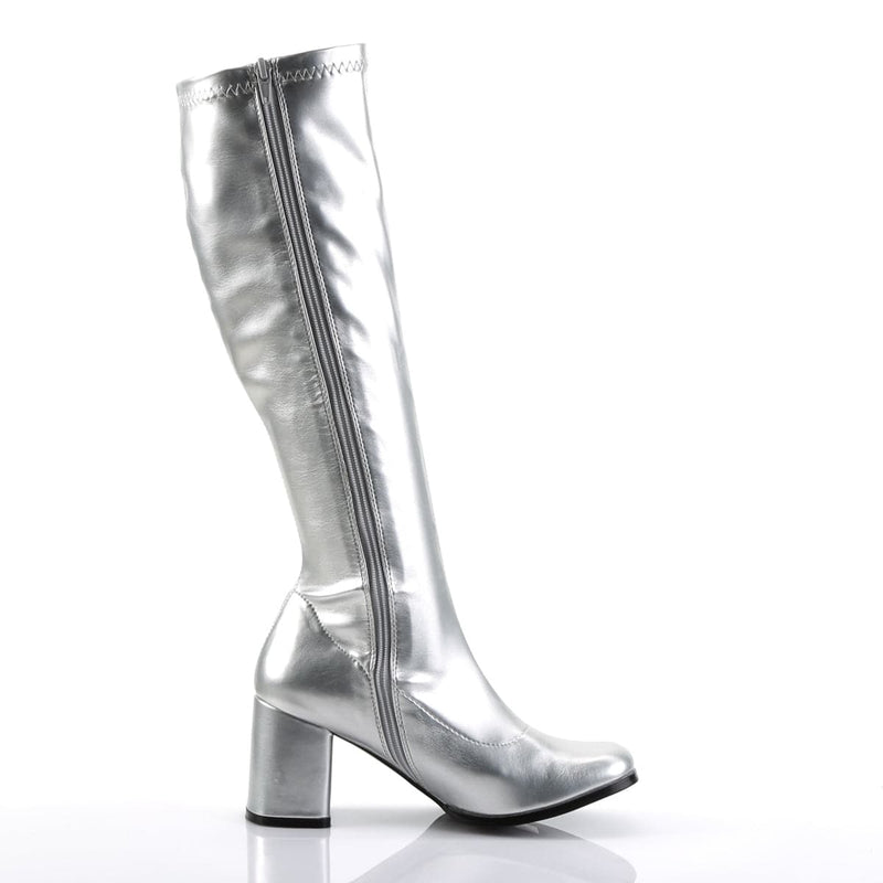 Funtasma GOGO-300 Knee High Boot (Silver Metallic Stretch Pu)