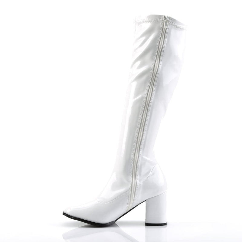 Funtasma GOGO-300 Knee High Boot (White Stretch Patent)
