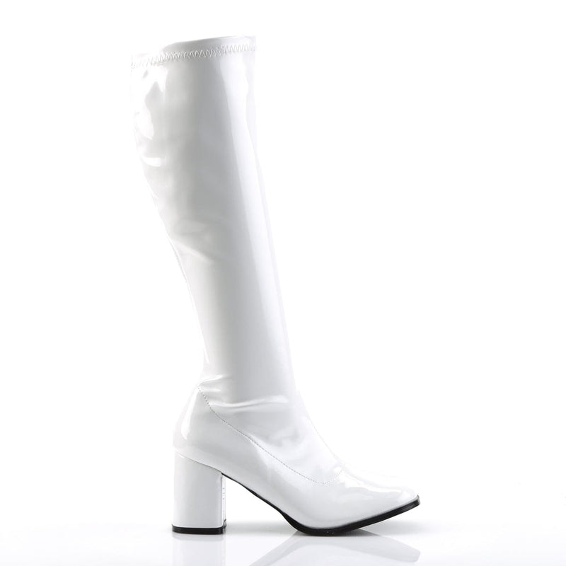 Funtasma GOGO-300 Knee High Boot (White Stretch Patent)