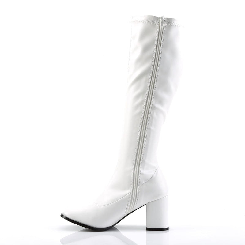 Funtasma GOGO-300 Knee High Boot (White Stretch Pu)