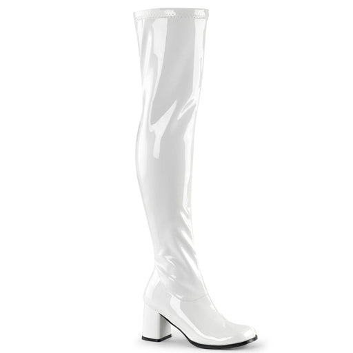 Funtasma GOGO-3000 Knee High Boot (White Stretch Patent)