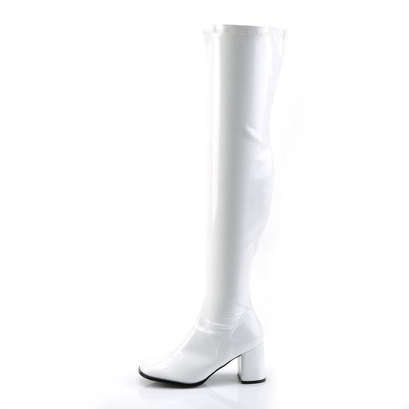Funtasma GOGO-3000 Knee High Boot (White Stretch Patent)