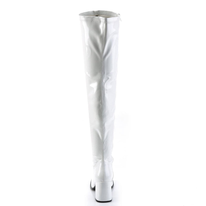 Funtasma GOGO-3000 Knee High Boot (White Stretch Patent)