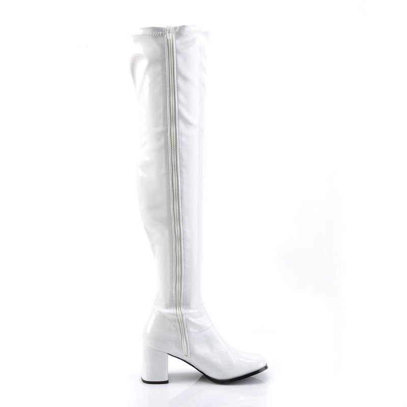 Funtasma GOGO-3000 Knee High Boot (White Stretch Patent)