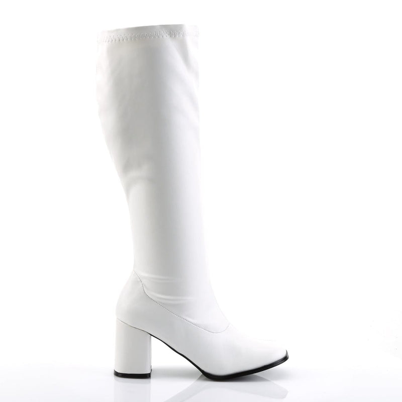 Funtasma GOGO-300WC Knee High Boot (White Stretch Pu)