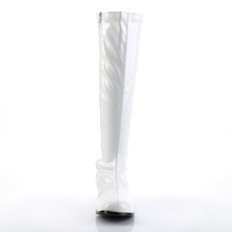 Funtasma RETRO-300 Knee High Boot (White Stretch Patent)